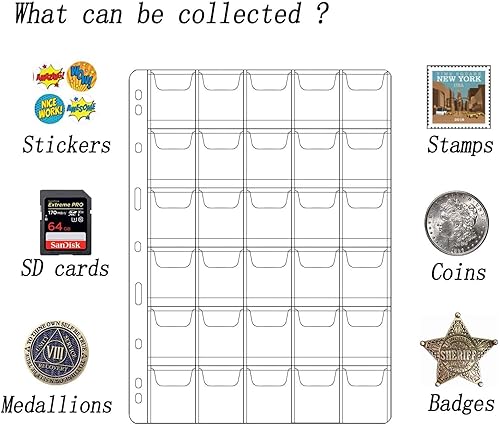 Miniatura 5 de 20 hojas de páginas de suministros para colección de monedas, páginas estándar de 9 agujeros para colección de monedas para colección de monedas (30