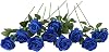 JUSTOYOU Artificial Rose Silk Flowers Bouquet Home Office Wedding Arrangements Blue 10 PCS