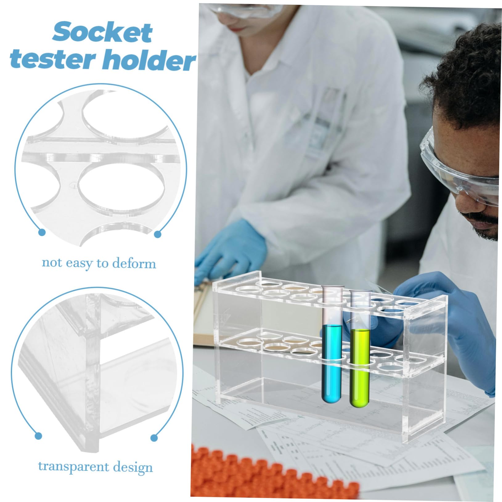 Cabilock 5 Piezas Gradilla Tubo De Ensayo Muestra Tubo Transparente Soporte Para Tubo Dosificador Estante Para Soporte De Tubos De Ensayo Soportes Para Tubos De Ensayo Acrílico