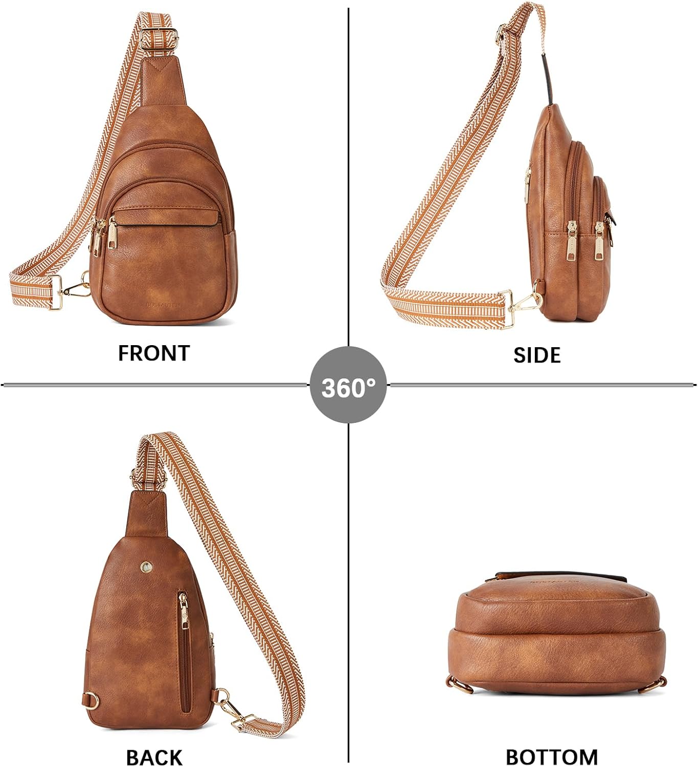 BOSTANTEN Small Sling Bag for Women Leather Crossbody Bags Fanny Pack Chest Bag for Travel - Image 9