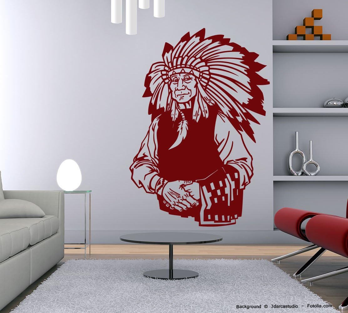 Sunnywall Wall Tattoo Sticker Indian Chief Chief America II, Vinyl, light pink, 81,40 cm x 115,00 cm (Gr2)