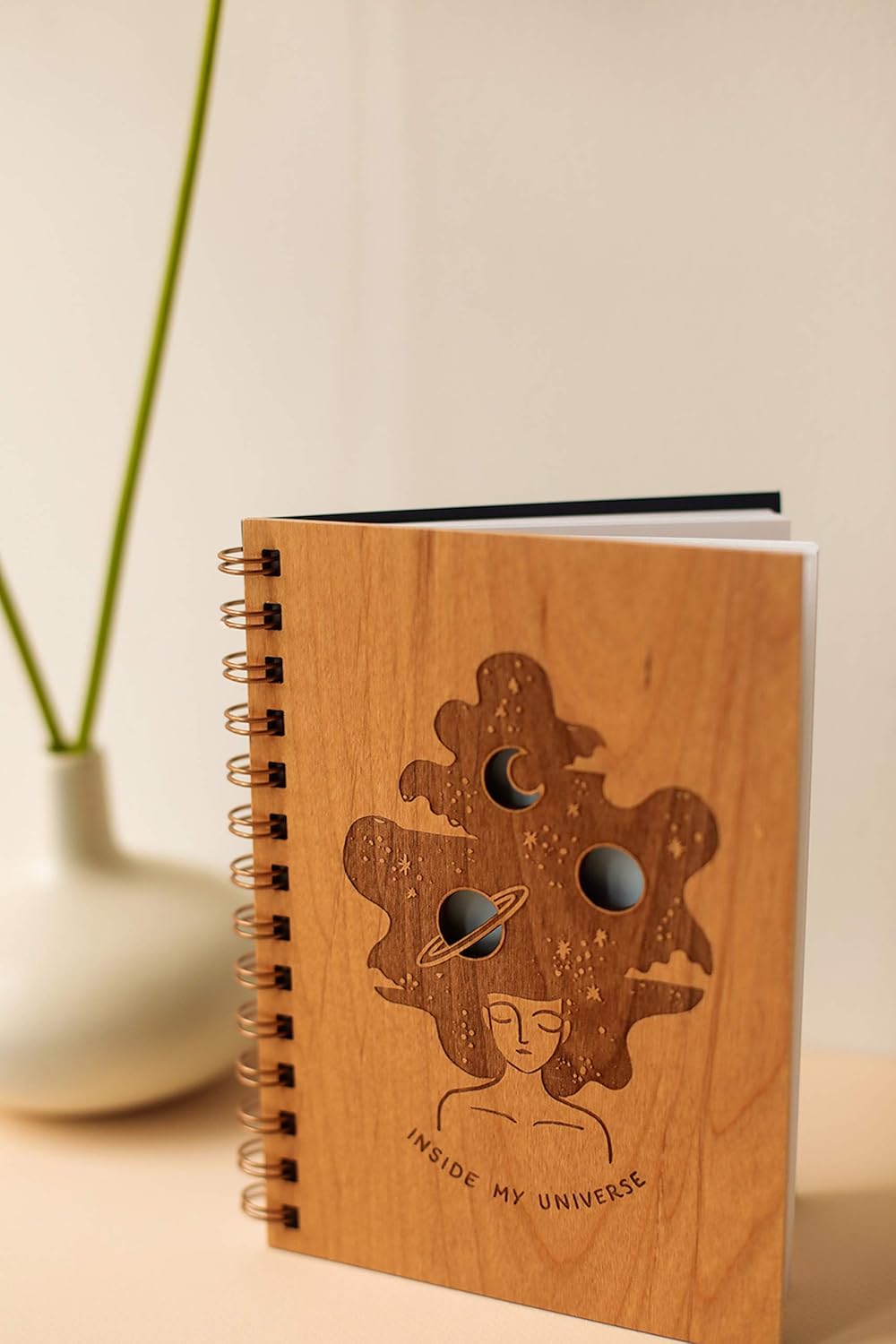 Inside My Universe Wood Journal [Notebook, Sketchbook, Spiral Bound, Blank Pages]