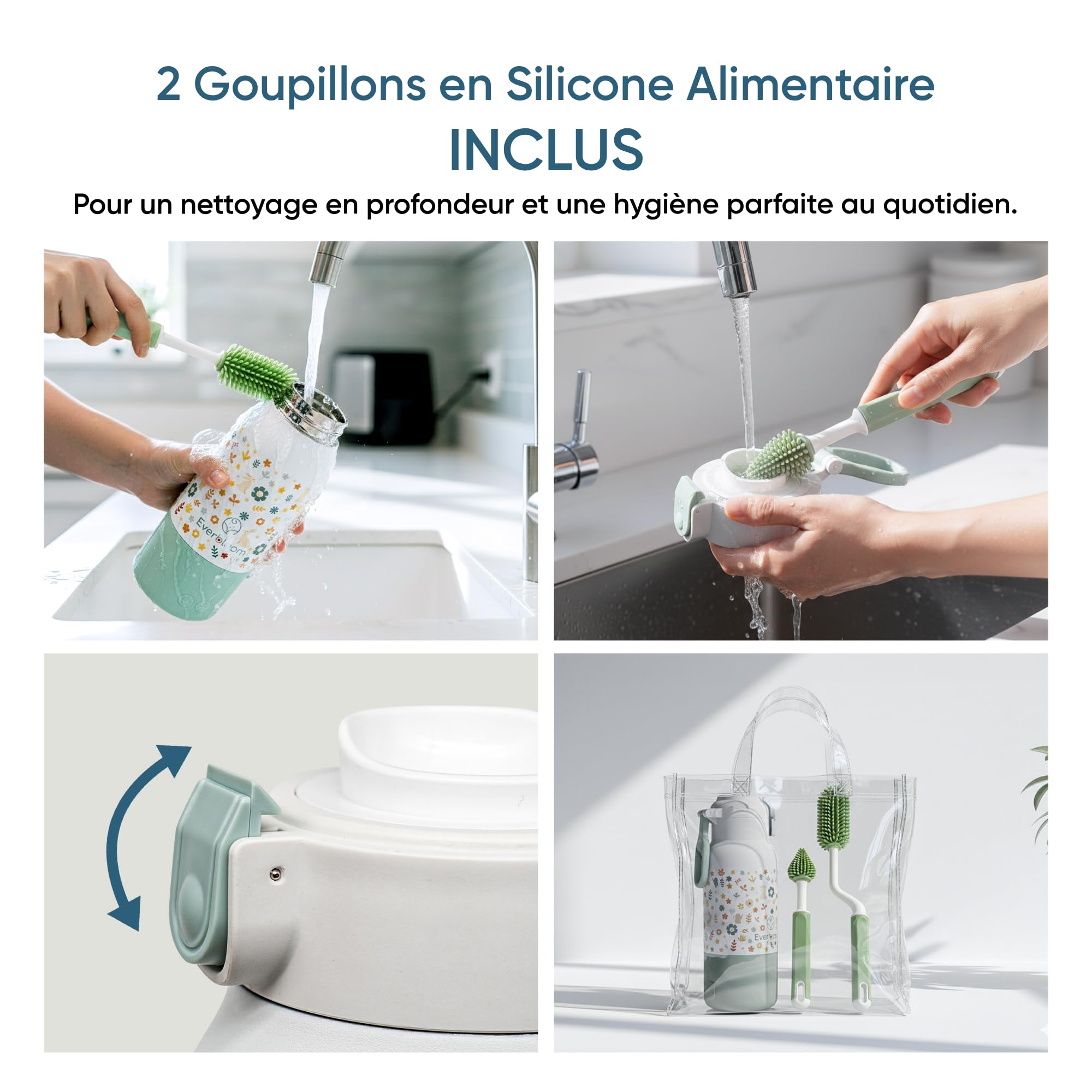 EVERBLOOM Chauffe Biberon Nomade Portable, Sans Fil, 500 ml, Chauffe Rapide | Pour lait maternel et infantile : chauffe en moins de 2 min,températures réglables au degré près, idéal voyage et voiture.