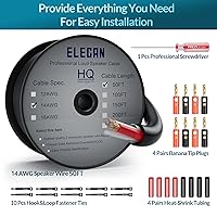 Vista 2 de Elecan Cable de cable para altavoz Pro Series 14/2 para exteriores, calibre 14, calibre 14 AWG con kits de herramientas, entierro directo en pared