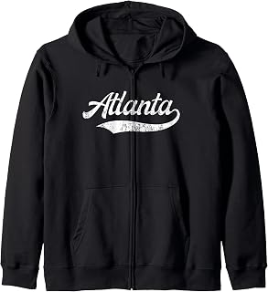 Vintage Distressed Atlanta Retro Zip Hoodie