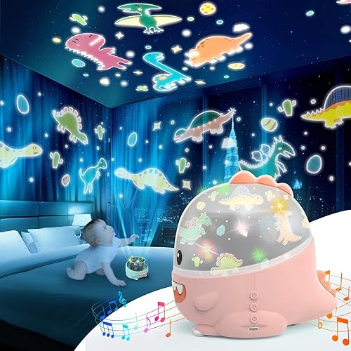 Star Projector Night Light for Kids, Stars for Ceiling Projector, Sky Light Toys for Boys Girls, Birthday Xmas Christmas Gifts for Baby Toddler Teens Children Kids Bedroom Decor (Pink Dinosaur)