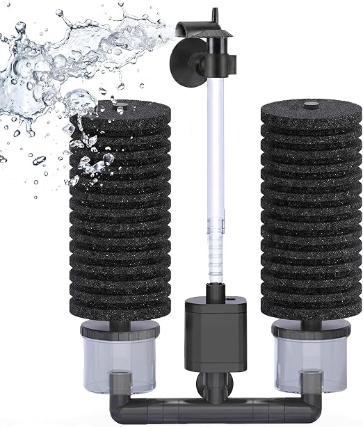 Filtro Aquario 220v Dupla Esponja e Bomba Submersa,Motor Silencioso,Aquario para Peixes com Esferas de Mídia Cerâmica Biológica,Filtro para Aquario 10-50litros para Aquários (220v)