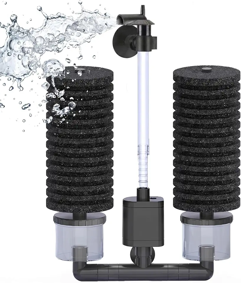 Filtro Aquario 110v Dupla Esponja e Bomba Submersa,Motor Silencioso,Aquario para Peixes com Esferas de Mídia Cerâmica Biológica,Filtro para Aquario 10-50litros para Aquários (110v)