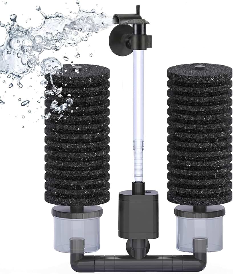 Filtro Aquario 220v Dupla Esponja e Bomba Submersa,Motor Silencioso,Aquario para Peixes com Esferas de Mídia Cerâmica Biológica,Filtro para Aquario 10-50litros para Aquários (220v)