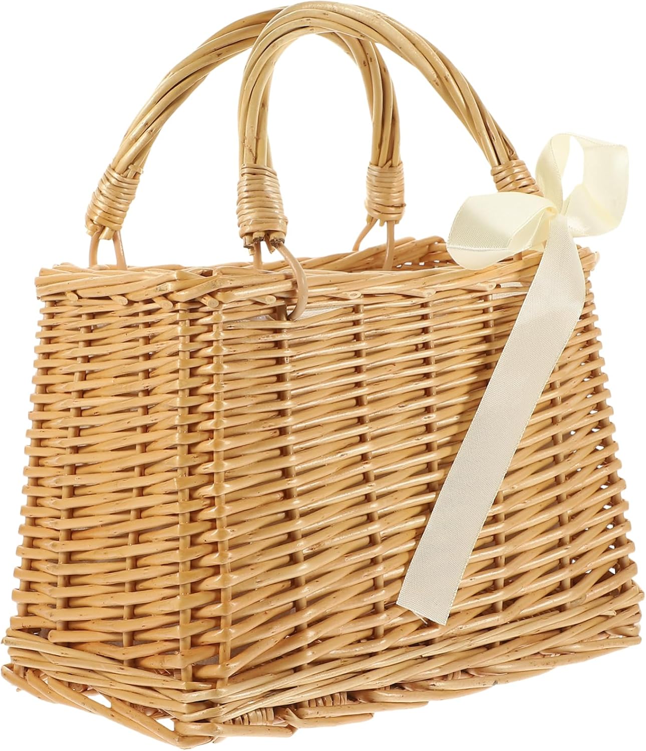 VALICLUD Hanging Plant Holder Rattan Basket Straw Bag for Women Decorative Wicker Purse Handbag Fruit Storage Basket