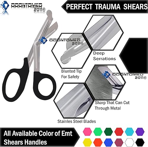 Miniatura 7 de Utilidad odontomed2011 ® 100 Pcs de paramédico vendaje de primeros auxilios Acero Inoxidable Trauma EMT EMS Tijeras Tijeras 7.25" Negro ODM