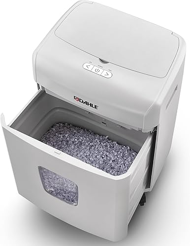Vista 3 de Dahle ShredMATIC SM 90 Trituradora de papel de alimentación automática, corte cruzado, bandeja de alimentación de 90 hojas, ingeniería alemana