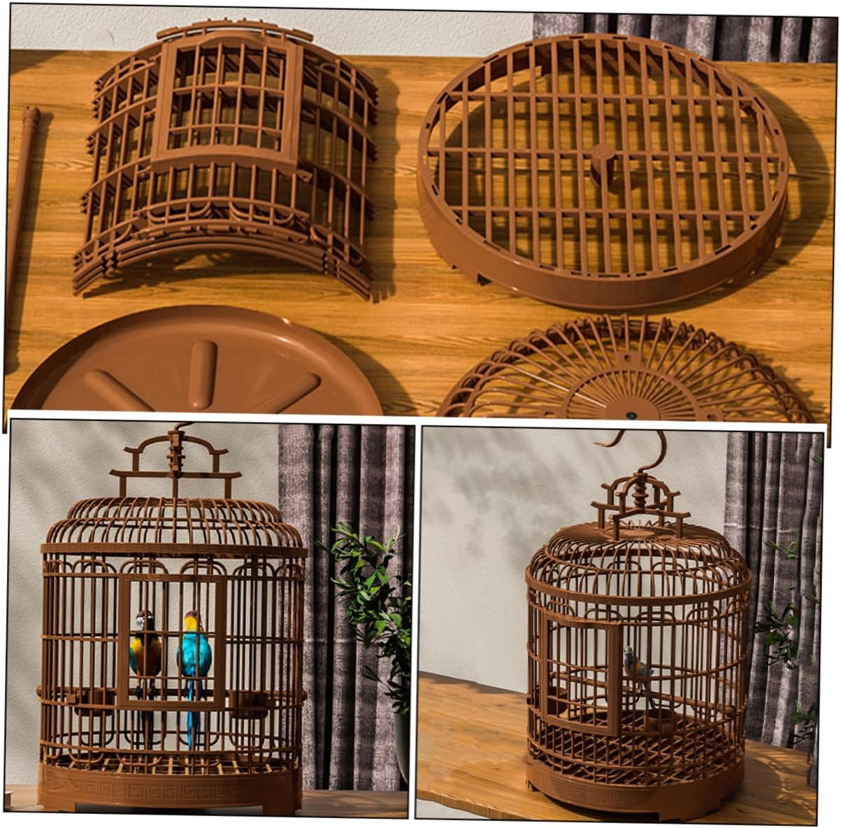 Large Living Space Birdcage Plastic Bird House Easy to Maintain Carrier Cage for Parakeets Finches