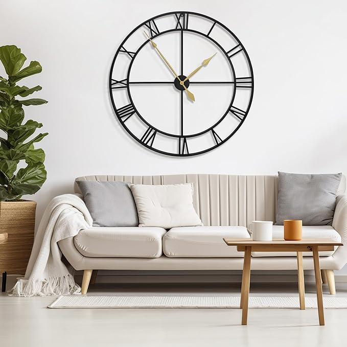 Reloj de Pared LEIKE 40 Pulgadas Romano Negro Metal miniatura 5