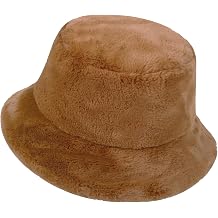 Winter Faux Fur Bucket Hat, Fluffy Fuzzy Warm Hats, Plush Fisherman Cap, Furry Puffy Hats for Women