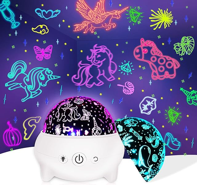 Unicorn Gifts for Girls,2 in 1 Girls Toys Ocean Projector Unicorn Night Light for Kids,9 Color Lights 360° Rotating Unicorn Lamp Ceilling Unicorn Toys for Kids Girls Age 2 3 4 6 7 8 9 Year Old
