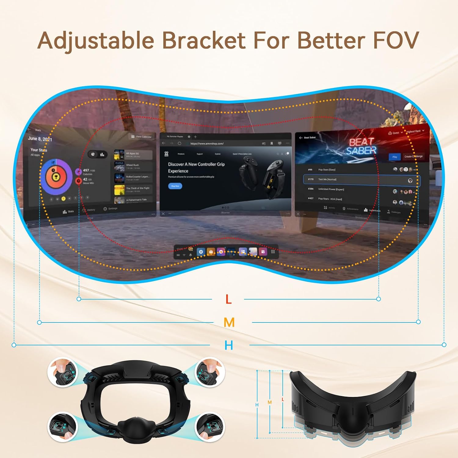3-in-1 PU Leather Facial Interface for Meta Quest 3 Christmas, Bigger FOV Frame, Thicked Face Pad Widly Cushion Enhance Comfort | Immersive Nose Light Blocker, Vent Grills Reduce Lenses Foggy