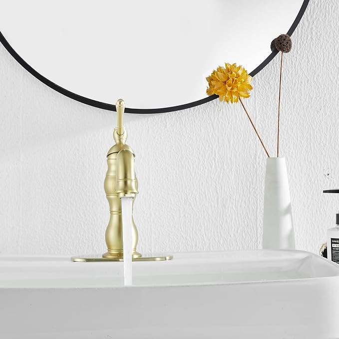 Grifería de baño 1 agujero acabado dorado cepillado miniatura 7