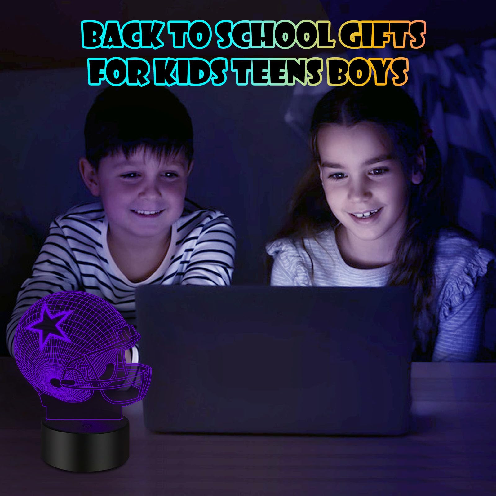 Knfui Lampka nocna z iluzją 3D, 7 kolorów, automatyczna, stopniowa, zasilana przez USB, z przełącznikiem dotykowym, dla dzieci, prezenty, dekoracja domu