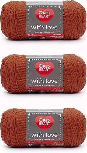 Miniatura 9 de Red Heart with Love - Hilo de seda de maíz, paquete de 3 unidades de 6.98 oz/7 onzas, acrílico, 4 medianos (peinado), 370 yardas, tejido/ganchillo