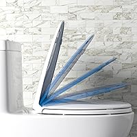 Vista 5 de Hibbent Asiento de inodoro de entrenamiento para ir al baño, asiento magnético integrado, tapa con tapa, nunca se afloja y cierra lentamente