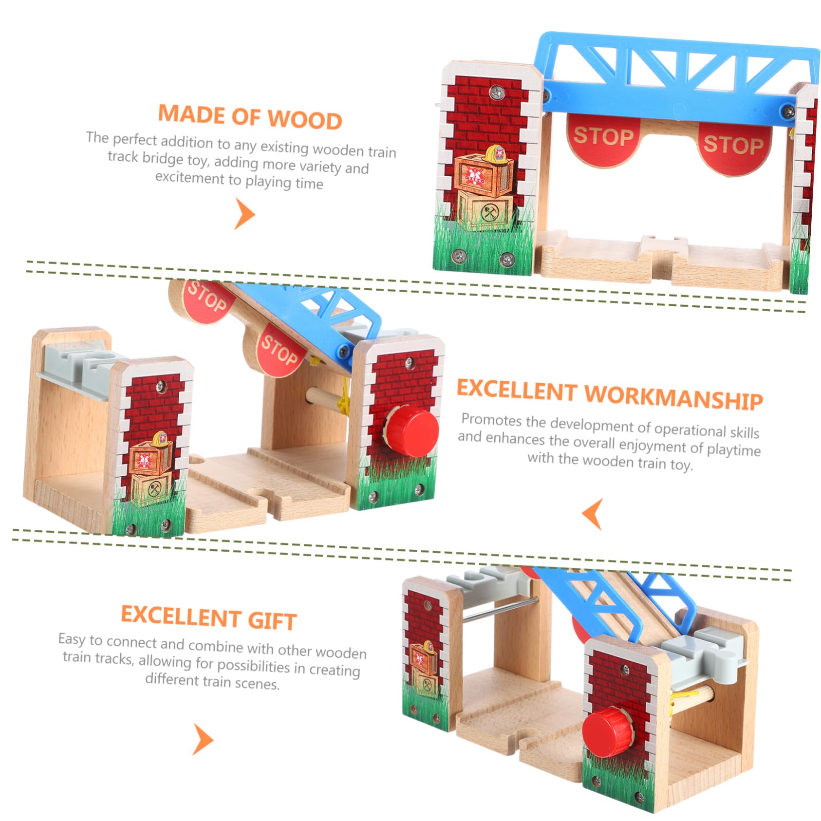 CORHAD Train Tracks Lifting Bridge Wooden Railway Set Train Track Scene for Boys and Girls