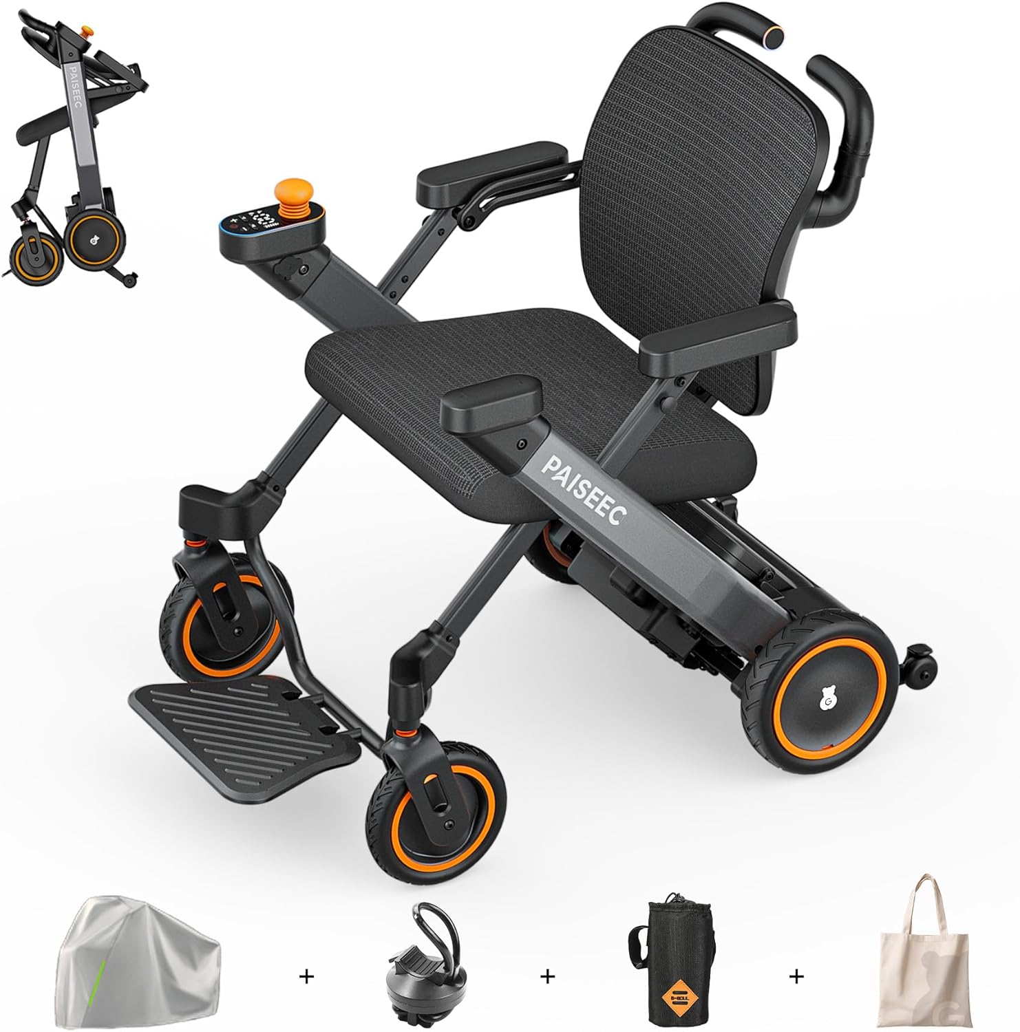 PAISEEC 3-in-1 Electric Wheelchair for Adults, Power Wheelchair with Push-Assist, Effortless Slope Climbing, Motorized Wheelchair Walker Combo for Travel/Indoor, Airline Approved, 300lbs Capacity