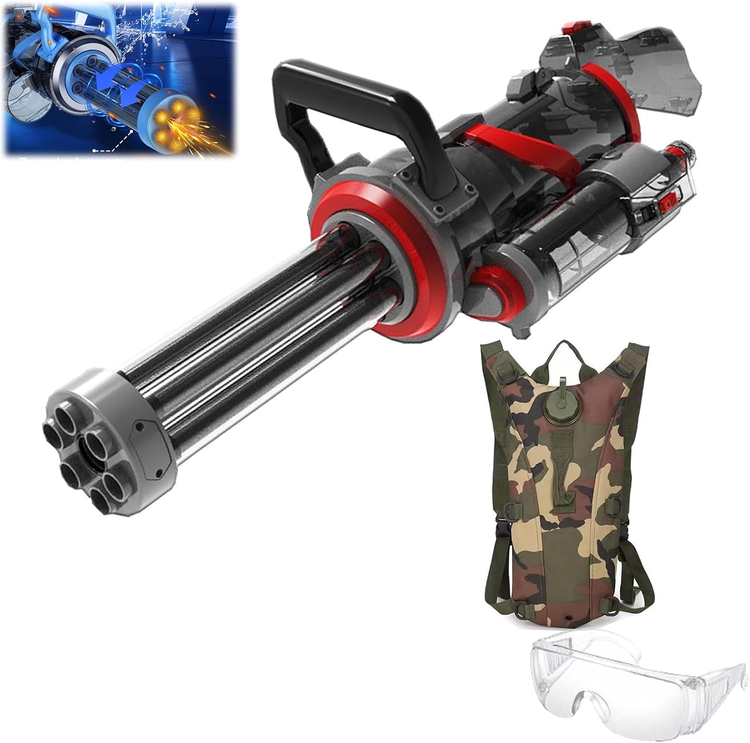Gatling Water Gun, Water Gatling Gun, Gatling Electric Water Gun, Gatling Gun Water Gun, Electric Gatling Water Gun, Large Capacity with Water Storage