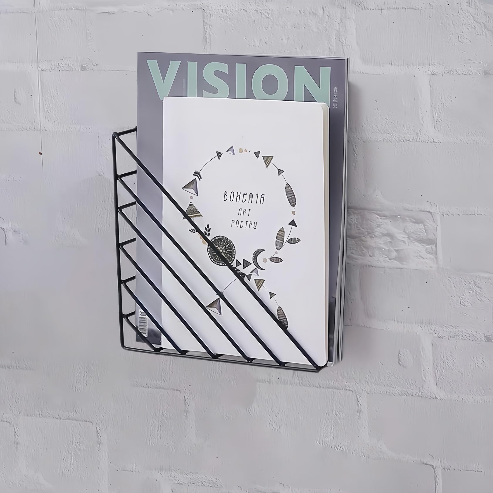 CROISSANT Wall Mounted File Organizer,Metal Magazine Basket, Wall Mounted Magazine Rack, Suitable for Hanging File Folders for Office Living Room