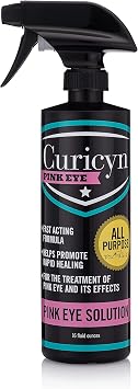 Curicyn Pink Eye Solution - 16oz, Extra Strength Formula Conjunctivitis Eye Drops for Dogs, Cats, Livestock and Horses Pain Free, Non-Steroidal Dog Eye Wash with Purified Anolyte -