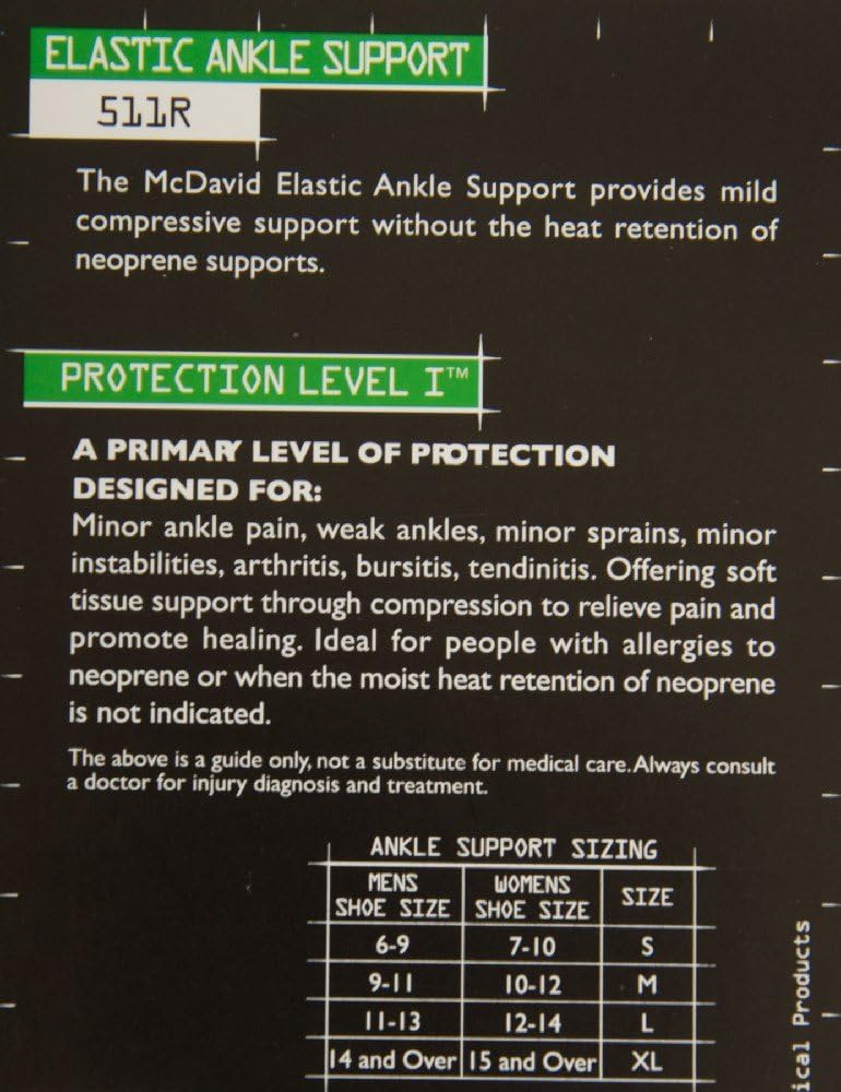 McDavid Elastic ankle support sport item 511R, Nero - Black, Large