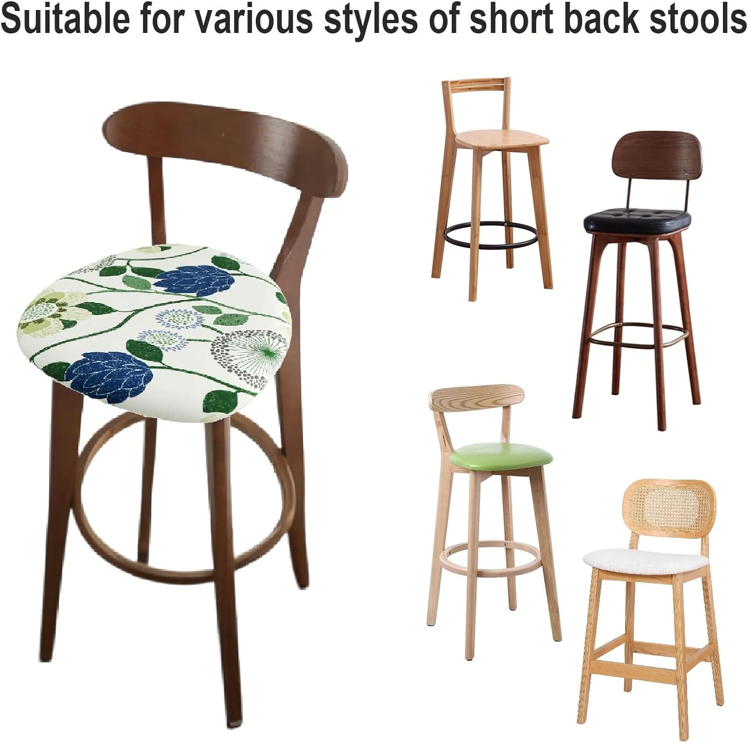 Counter Stool Covers Round/Oval,Stretch Swivel Chair Slipcovers With Elastic Bands ,Set Of 2/4/6 Washable Bar Stool Seat Covers, Kitchen Island Stool Covers For 12-15Inch Counter Stool(Gray1,4pcs)