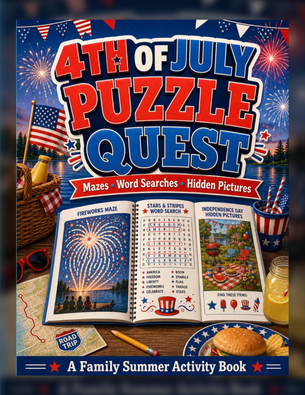 4th Of July Puzzle Quest: Mazes, Word Searches, Codebreakers, Bingo, Scavenger Hunts, and Summer Activities for Kids Ages 7-11 with Answers Included