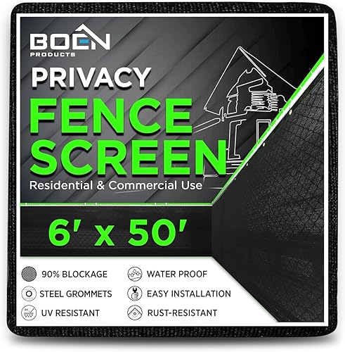BOEN - Pantalla de privacidad, parabrisas de tela de malla de malla con ojales de aluminio reforzado para cerca de jardín o cualquier cerca de metal