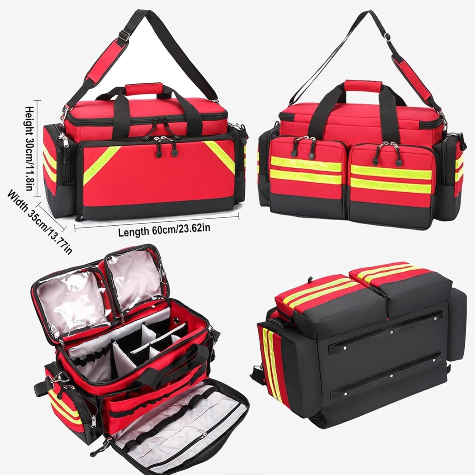 Bolsa De Primeros Auxilios Médica Con Múltiples Bolsillos, Bolsa Grande De Primeros Auxilios Para Emergencias Médicas, Con Tela Reflectante Y Desmontable, Fácil De Transportar Y Resistente Al Desgarro
