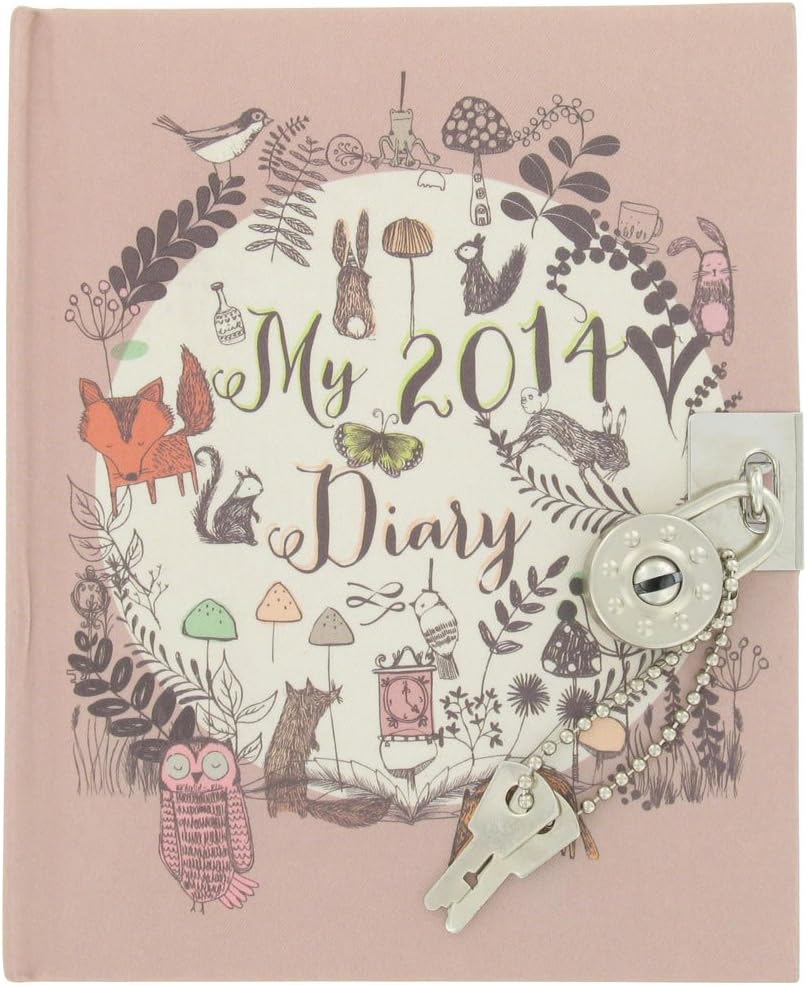 Paperchase A6 lockable day to a page woodland 2014 diary
