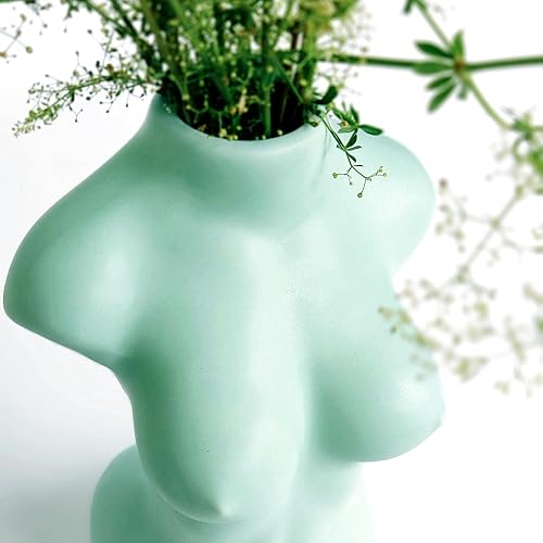 Miniatura 5 de Jarrón femenino - Florero grande bohemio en forma de cuerpo femenino de 4.7 x 7.7 pulgadas - Jarrón feminista minimalista divertido y fresco para