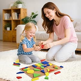 Alphabet Puzzle Wooden Puzzles for Toddlers 3 4 5 Year Old, ABC Shape Learning Toddler Toys with Puzzle Board & Letter Blocks, Preschool Educational for Girls Boys, Puzzle Geometric