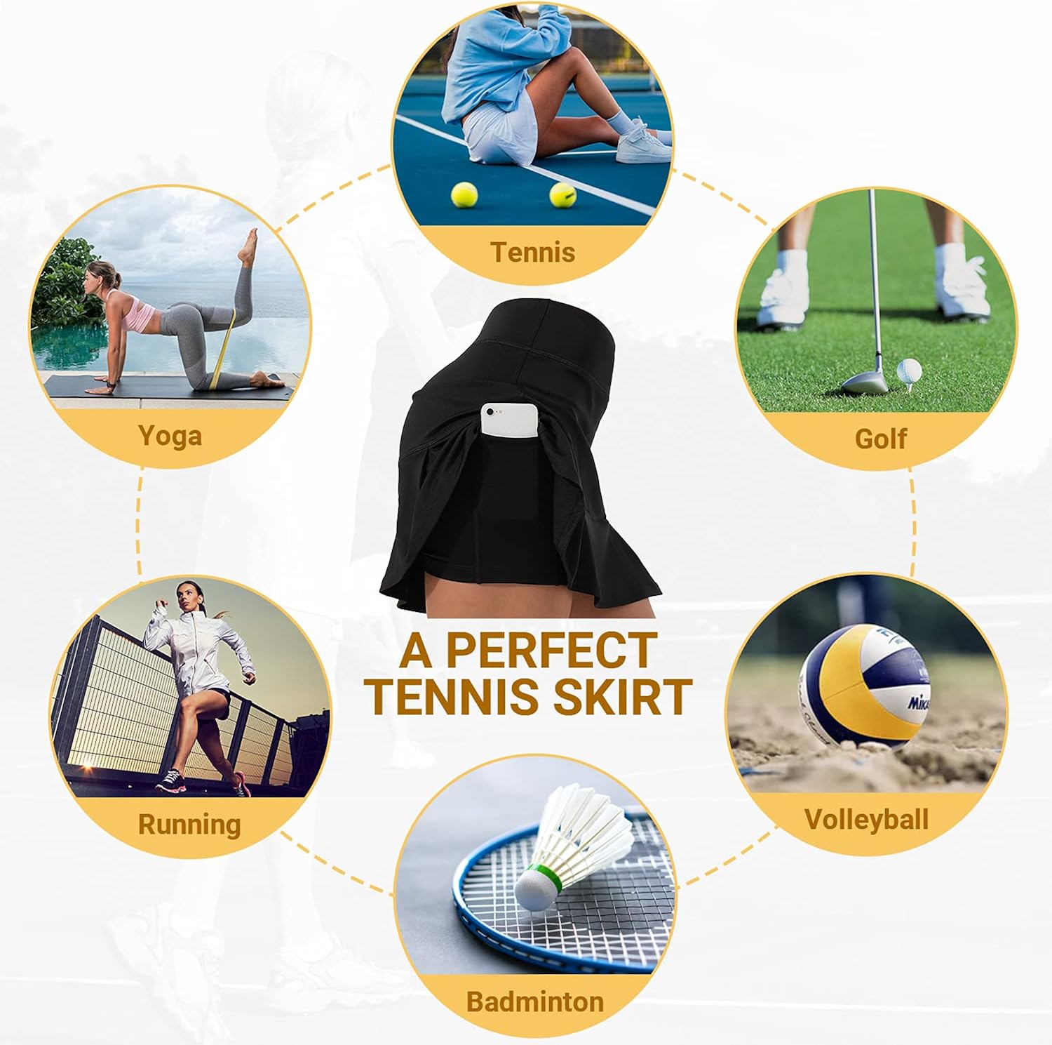 Sportneer Tennis Skirts for Women Golf Skirts Skorts with Inner Shorts 2 Pockets Breathable Workout Athletic Skorts : Clothing, Shoes & Jewelry