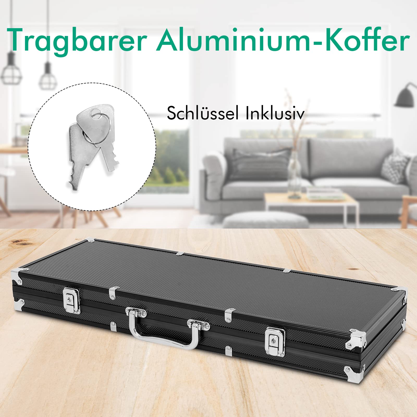 DREAMADE Pokerset mit 500 Laser Pokerchips & Aluminiumkoffer & 2 Kartendecks & 5 Würfel & 3 Dealer Button & Tischtuch, Profi Pokerspiel, Poker Set (Schwarz)