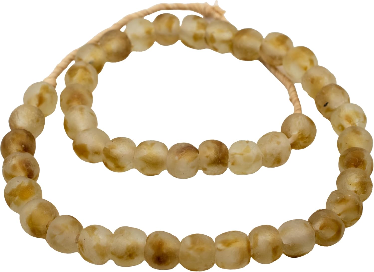 The Bead Chest African Recycled Glass Beads – Handmade in Ghana – Brown Swirl 14mm Strand for Jewelry Making, Crafts, and Home Decor I Approximately 42 Beads