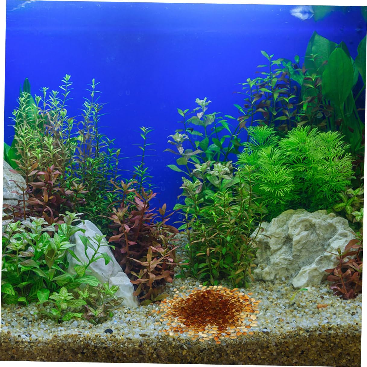 Aquarium Gravel and Fish Tank Stones 2-Set Natural Colored Glass Pebbles 250g China Red + 250g Amber for Aquarium Decoration and Terrarium Substrate