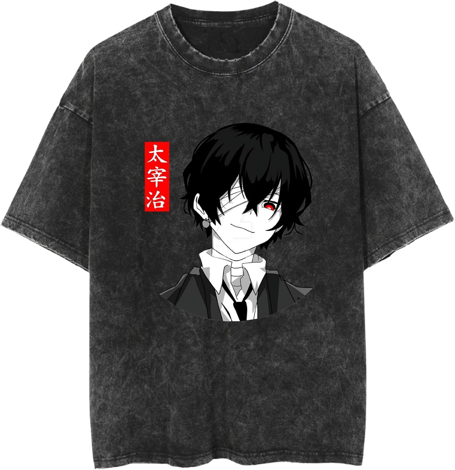 Vintage Anime Bungo Stray Dogs T-Shirt Osamu Dazai Crew Neck Tee Shirt Short Sleeve