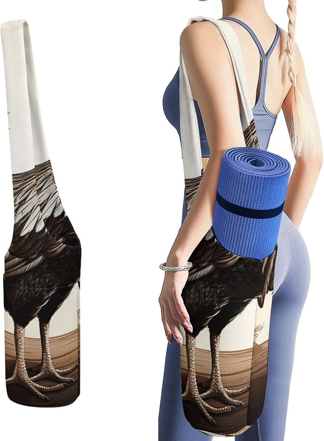 Rooster Yoga Mat Bag Yoga Backpack Multi Pocket Exercise Yoga Mat Carrier Multi-Functional Storage Bag for Pilates Beach Travel And Everyday Use