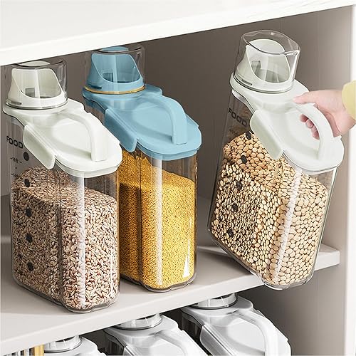 Miniatura 8 de LANGMINGDE 1 recipiente de cereales de almacenamiento de cereales, recipientes herméticos grandes de almacenamiento de alimentos secos de 2.8L95