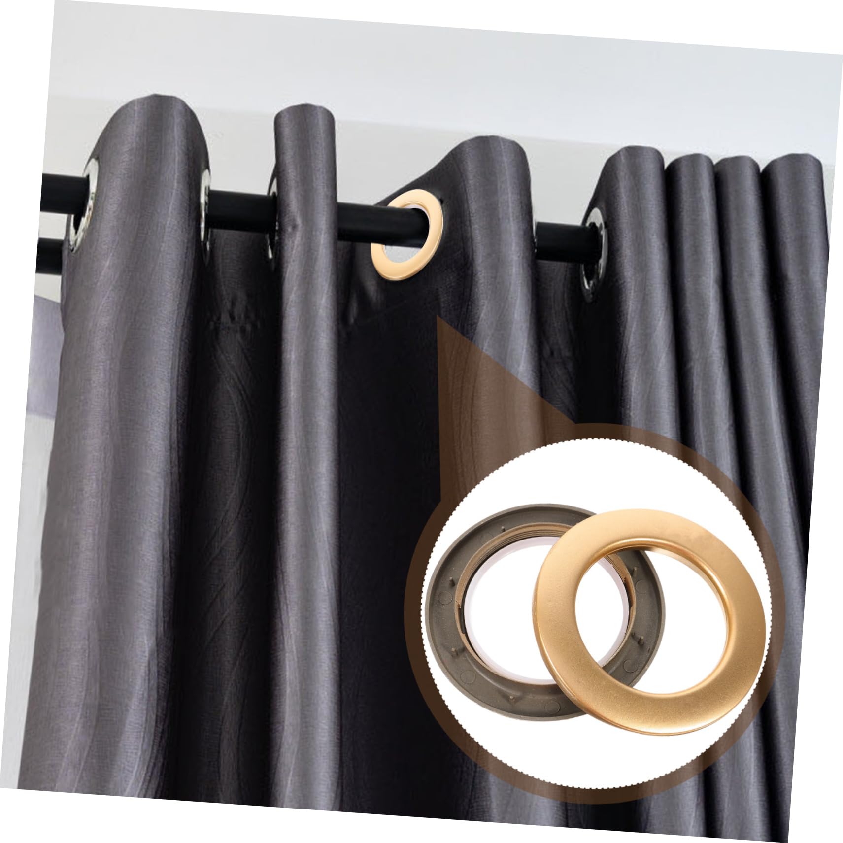 TOPBATHY 80pièces Anneaux De Rideaux Plastique Accessoires pour Tringle à Rideaux Œillets Décoratifs pour Salle De Séjour Et Chambre Doré Mat