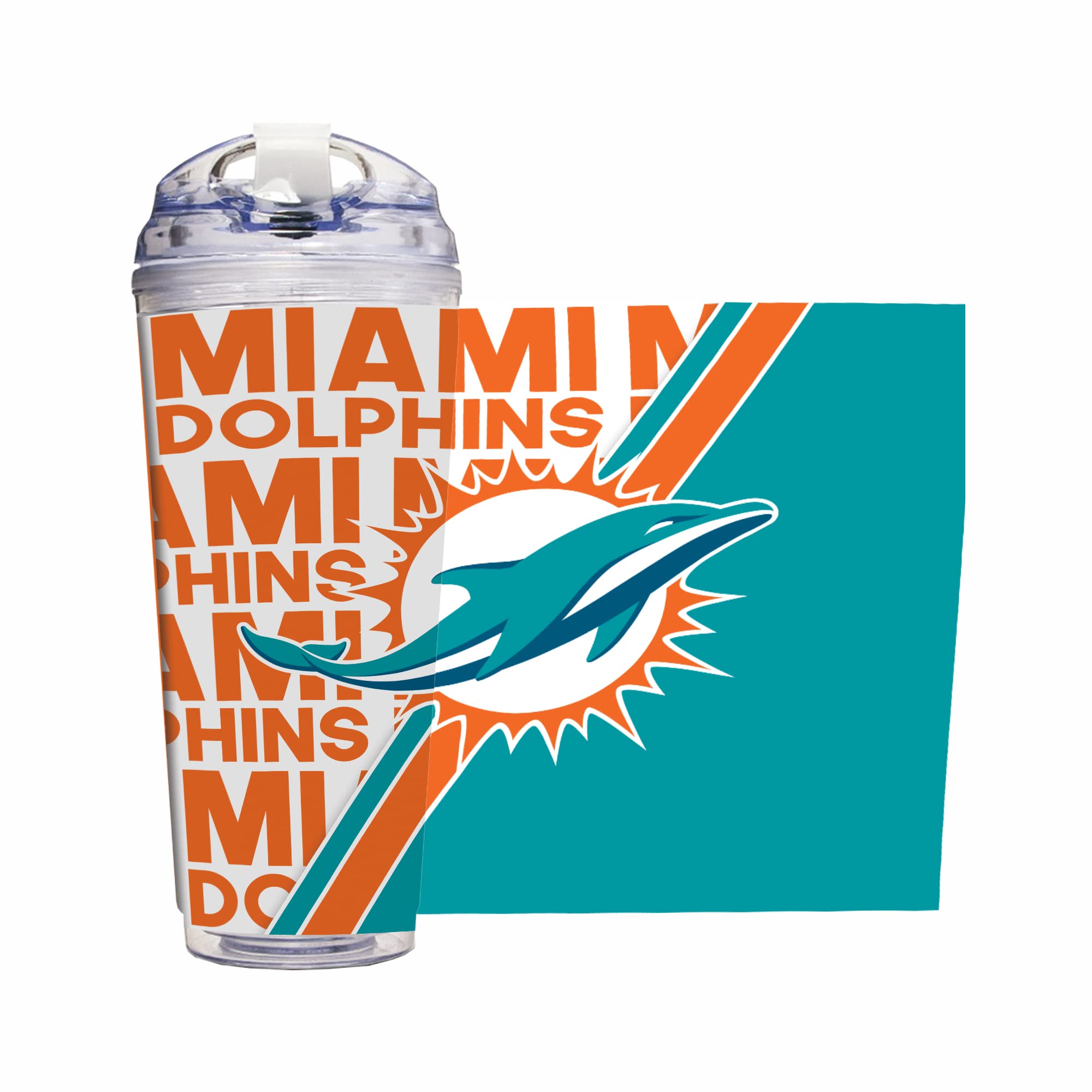 Rico Industries NFL Football 24oz Acrylic Tumbler with Hinged Lid, Officially Licensed Double Wall Tumbler for NFL Fans