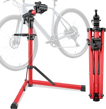 Gioventu 110 LBS E Bike Repair Stand, Heavy Duty Bicycle Maintenance Stand with High-Strength Steel, Bike Mechanic Workstand for E-bikes, Mountain Bikes and Road Bikes - Red