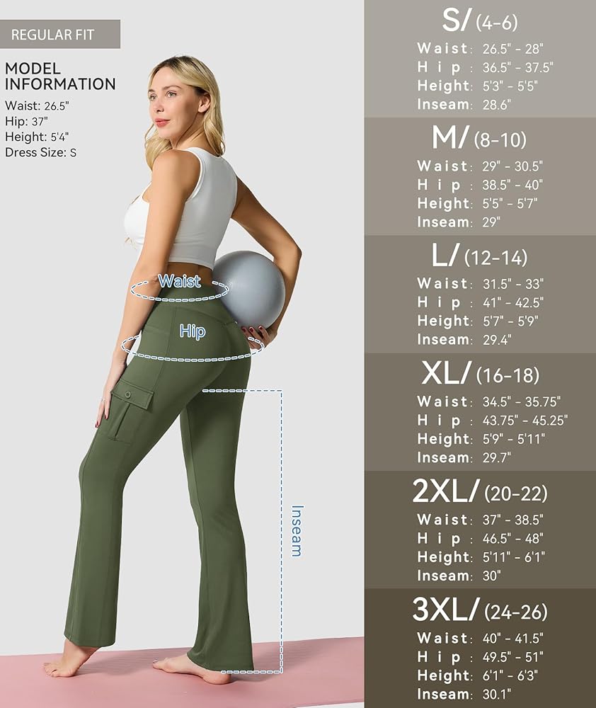 Amazon.com: Casei Women's Yoga Flare Leggings 5 Pockets Crossover
