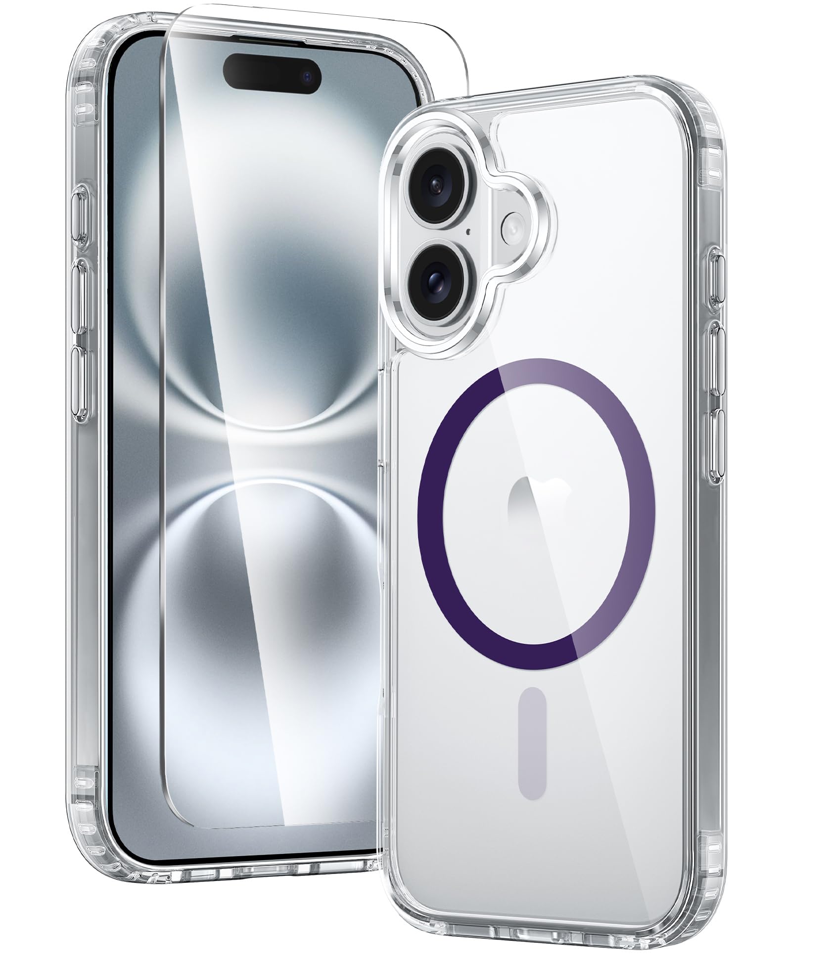 FNTCASE for iPhone 16 Phone Case Compatible with Magsafe Clear Phonecase | Screen Protector, Military Grade Drop Protection, Slim Magnetic Phone Cases, Shockproof Bumper, Transparent Cell Cover
